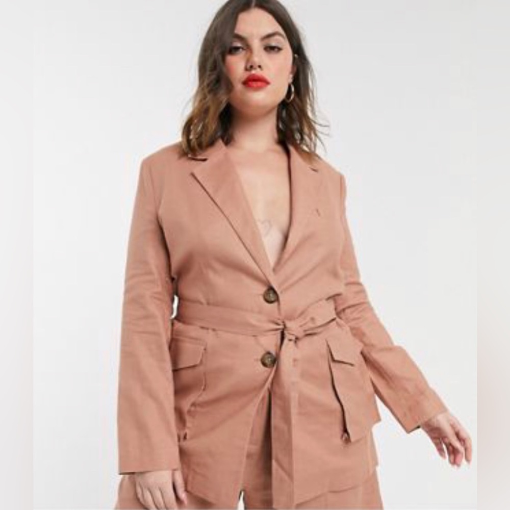 Asos design curve splendid linen suit blazer 18 plus fudge